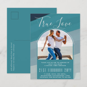 Carte Postale Verre de mer moderne Océan Peacock Bleu Mariage Tu