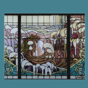 Carte Postale Verre Jardin Art Nouveau Mer Scène