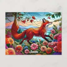 Verre tendu Look Renard rouge et fleurs
