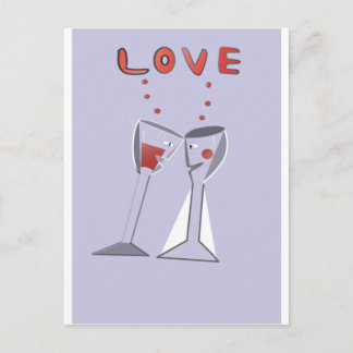 Carte Postale Verres de vin d'amour