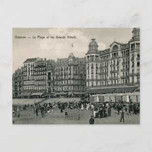 Carte Postale vers 1900 Ostende Beach et Grands Hôtels