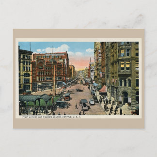 Carte Postale vers 1900 Seattle First Avenue et Pioneer Carré Po