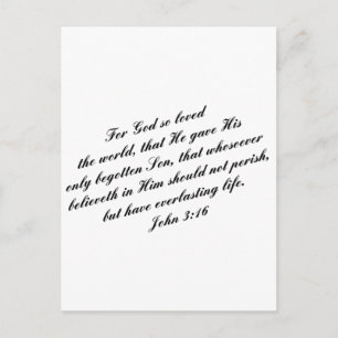 Carte Postale Vers de bible de 3h16 de John (KJV)