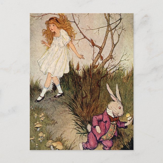 Carte Postale Vers le bas du trou de lapin (Devant)