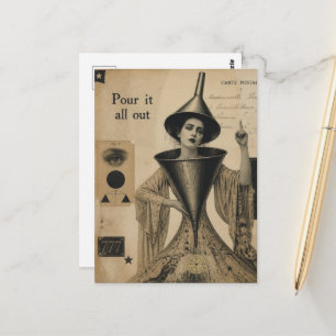 Carte Postale Verse-le tout Art Fantaisiste Drôle Vintage