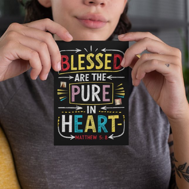 Carte Postale Verset Bible Dessiné À La Main : Bienheureux Coeur (Créateur téléchargé)