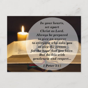 Carte Postale Verset biblique 1 Pierre 3:15 Mettre à part Christ