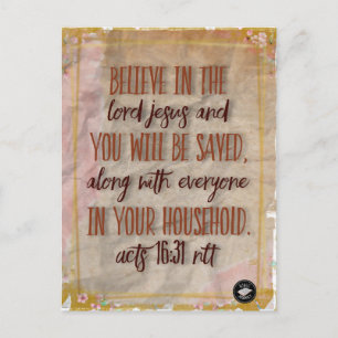 Carte postale - Verset biblique Actes 16:31 Segond