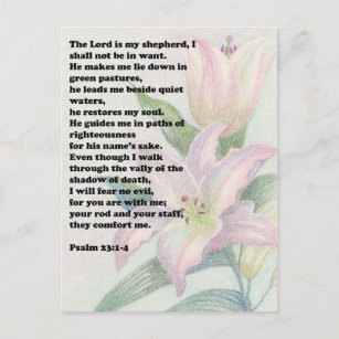 Carte Postale Verset biblique et lis de fleurs
