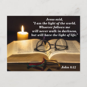 Carte Postale Verset biblique Jean 8:12 Jésus est la lumière du