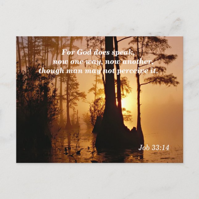 Carte Postale Verset biblique Job 33:14 Dieu parle (Devant)