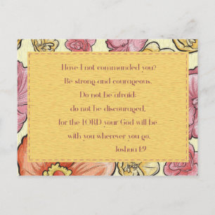 Carte postale verset biblique Joshua 1:9 Fleurs Or