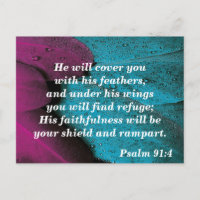 Carte postale verset biblique Psaume 91:4 Refuge