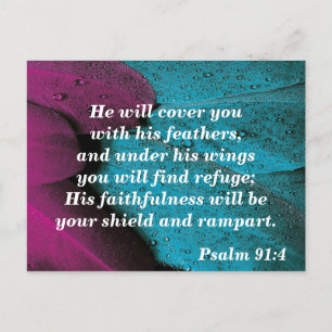 Carte postale verset biblique Psaume 91:4 Refuge