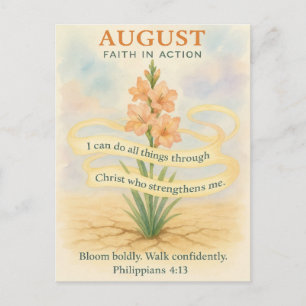 Carte Postale Verset de la Bible d'août Cygne Foi en Action Chré