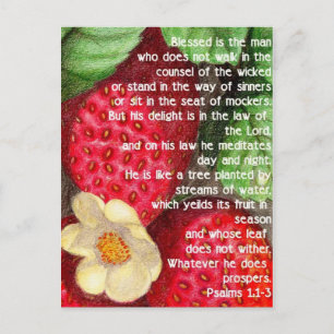 Carte Postale verset de la Bible et fraise