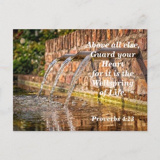 Carte Postale Verset de la Bible Proverbes 4:23 Gardez Votre Cœu (Devant)