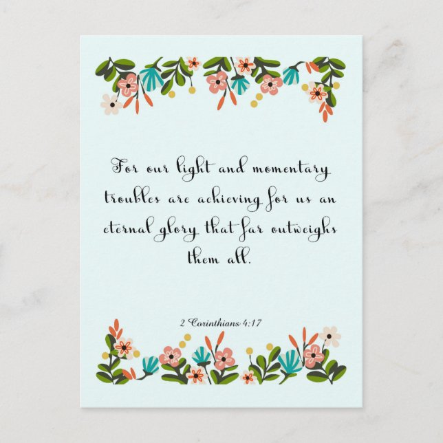 Carte Postale Versets bibliques Art - 2 Corinthiens 4:17 (Devant)