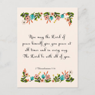 Carte Postale Versets de la Bible Art - 2 Thessaloniciens 3:16