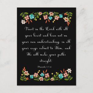 Carte Postale Versets de la Bible Art - Proverbes 3:5-6