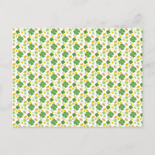 Carte Postale Vert 4 feuilles Cloches Jour de la Saint Patrick p