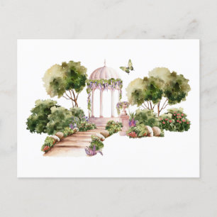 Carte Postale Vert aquarelle délicieux mariage de jardin