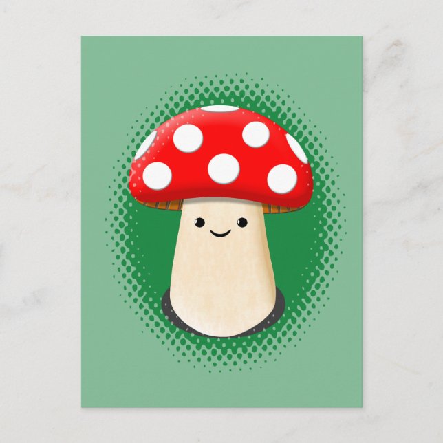Carte Postale Vert champignons mignons (Devant)