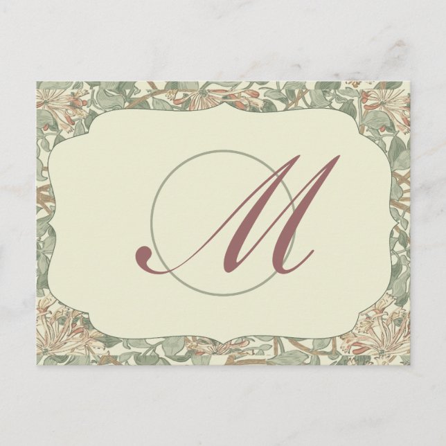 Carte Postale Vert doux Vintage William Morris Honeysuckie (Devant)