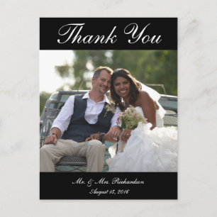 Carte Postale Vert. Merci photo de mariage personnalisé B&W