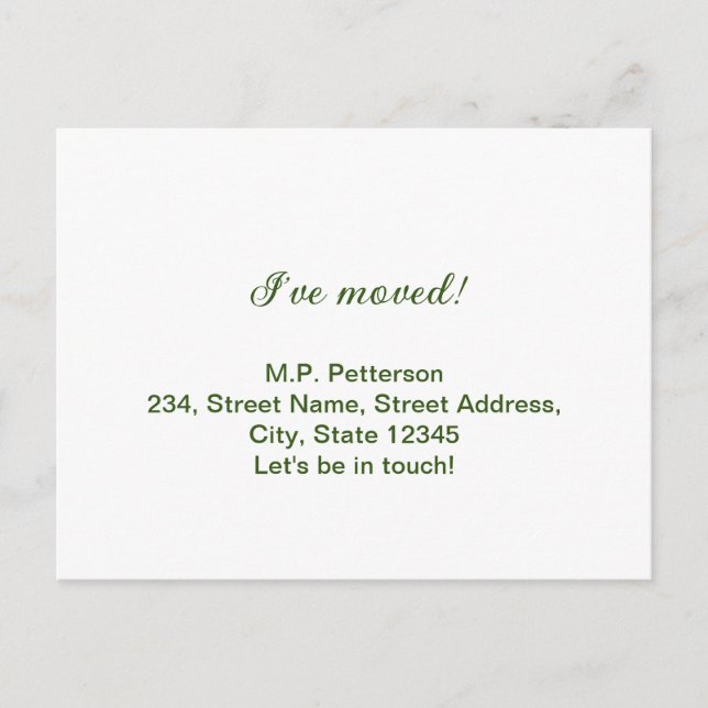 Carte Postale vert minimal nous avons déplacé ajouter le texte d (Devant)