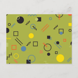 Carte Postale Vert, moderne, cool, tendance, urbain, Memphis mot