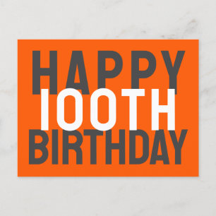 Carte Postale Vert Noir Blanc Moderne Gras Joyeux 100e Anniversa