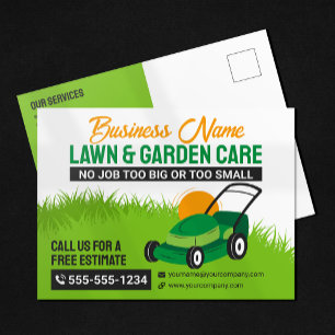 Carte Postale Vert & Orange Entretien de pelouse et de jardin To