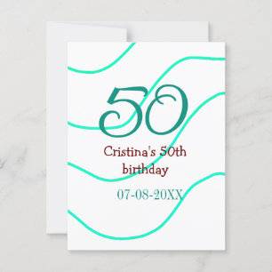 Carte Postale Vert rouge 50 anniversaire anniversaire ajouter no