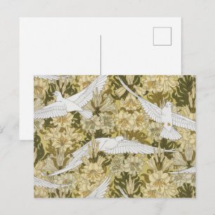 Carte Postale Vert sauge vintage motif floral Dove & Lily