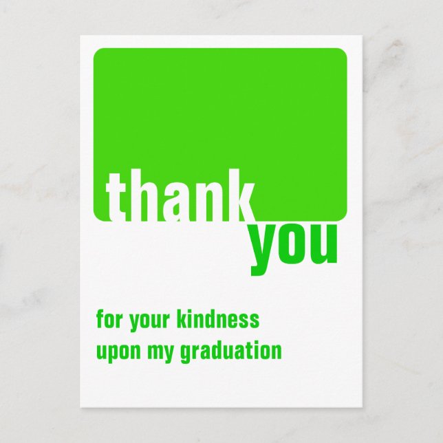 Carte Postale Vert sur mesure - Merci - Graduation (Devant)