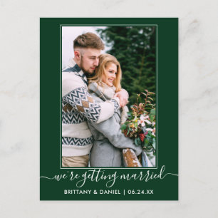 Carte Postale Vert tendance Se Marier Enregistrer La Date