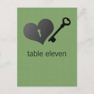 Carte postale Verte Coeur Verte et Table Clé