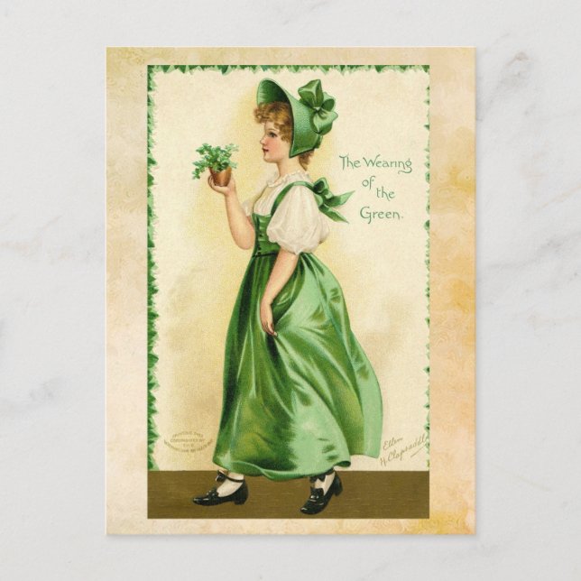 Carte postale verte de la Fille de la Saint Patric (Devant)