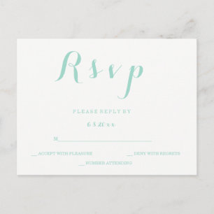 Carte postale verte de mariage rsvp
