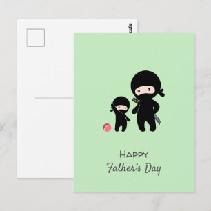 Carte postale verte du père et du fils ninjas