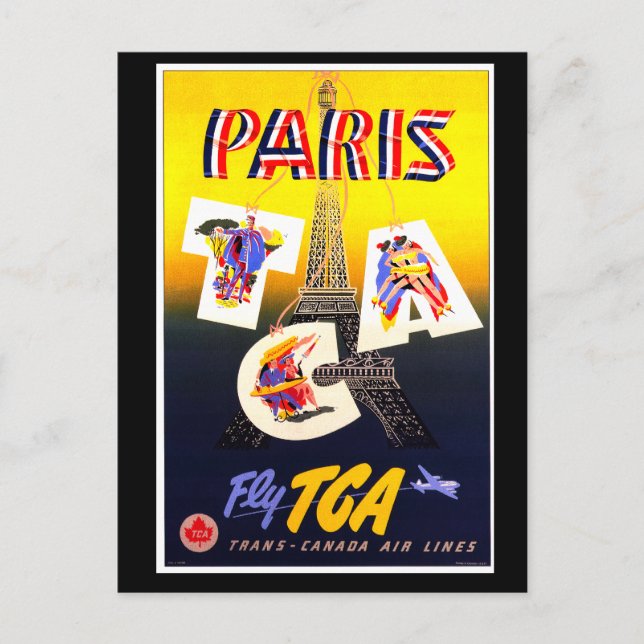 Carte postale Vertical Destination Paris (Devant)