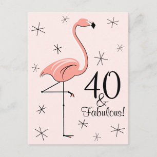 Carte postale verticale Flamant rose rose "40 et f