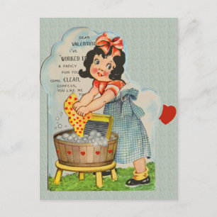 Carte Postale Vêtements vintages de lavage de filles Valentine