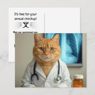 Carte Postale Vétérinaire Chat Au Stéthoscope
