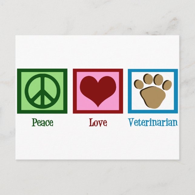 Carte Postale Vétérinaire de Peace Love (Devant)