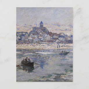 Carte Postale Vetheuil en Hiver Bateau sur la rivière