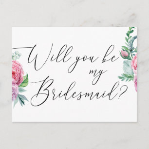 Carte Postale Veux-tu être ma demoiselle d'honneur. Floral bohèm
