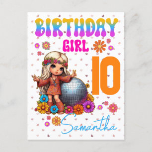 Carte Postale Vibes de paix, d'amour et d'anniversaire Hippie Gi