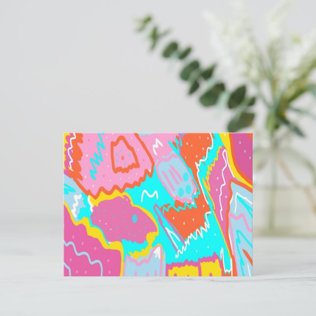 Carte Postale Vibes d'été au bord de la piscine Art Abstrait (Debout devant)